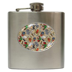 Tattoo Pattern Hip Flask (6 Oz) by Pakemis
