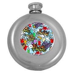 Graffiti Characters Seamless Patterns Round Hip Flask (5 Oz) by Pakemis