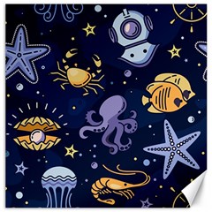 Marine Seamless Pattern Thin Line Memphis Style Canvas 12  X 12  by Pakemis