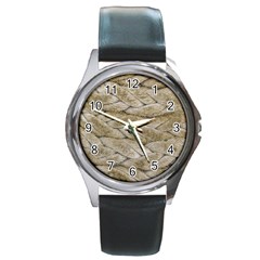 Boat Rope Close Up Texture Round Metal Watch by dflcprintsclothing