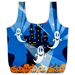 Halloween Ghosts Haunted House Full Print Recycle Bag (xxxl) by artworkshop