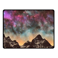 Mountain Space Galaxy Stars Universe Astronomy Fleece Blanket (small) by Uceng