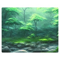 River Forest Woods Nature Rocks Japan Fantasy Flano Blanket (medium) by Uceng