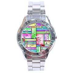Colorful Pattern Stainless Steel Analogue Watch by gasi