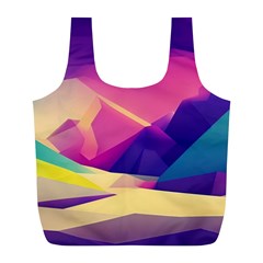 Abstract Geometric Landscape Art 3d Render Full Print Recycle Bag (l) by Pakemis
