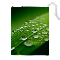 Green Water Leaf Drawstring Pouch (4xl) by artworkshop