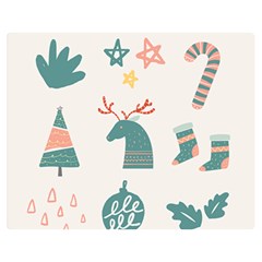 Reindeer Stars Socks Stick Candy Cane One Side Premium Plush Fleece Blanket (medium) by artworkshop