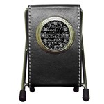Sanscrit Pattern Design Pen Holder Desk Clock Front