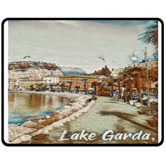 Birds And People On Lake Garda Fleece Blanket (medium) by ConteMonfrey
