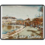 Birds And People On Lake Garda Fleece Blanket (Medium) 58.8 x47.4  Blanket Back
