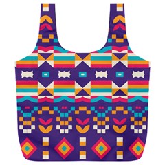 Pastel Shapes Rows On A Purple Background                                                              Full Print Recycle Bag (xxl) by LalyLauraFLM