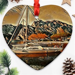 Art Boats Garda, Italy  Heart Ornament (two Sides) by ConteMonfrey