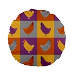 Chickens Pixel Pattern - Version 1a Standard 15  Premium Round Cushions Front