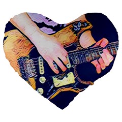 Stevie Ray Guitar  Large 19  Premium Heart Shape Cushions by StarvingArtisan