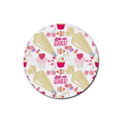 Desserts Pastries Baking Wallpaper Rubber Coaster (round) by Ravend