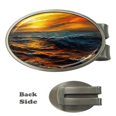 Ocean Sunset Sea Ocean Sunset Money Clips (oval)  by Ravend
