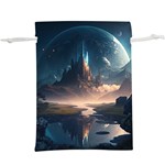 Space Planet Universe Galaxy Moon Lightweight Drawstring Pouch (XL) Front