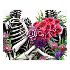 Gothic Floral Skeletons One Side Premium Plush Fleece Blanket (large) by GardenOfOphir