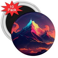 Mountain Sky Color Colorful Night 3  Magnets (10 Pack)  by Ravend