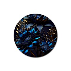 Flower Metal Flowers Sculpture Rubber Coaster (round) by Ravend