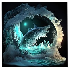 Sculpture Dinosaur Shark Frozen Winter Fantasy Wooden Puzzle Square by Ravend