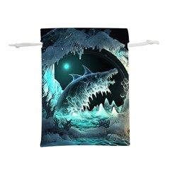Sculpture Dinosaur Shark Frozen Winter Fantasy Lightweight Drawstring Pouch (s) by Ravend