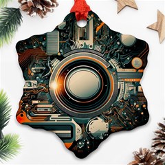 Illustrations Technology Robot Internet Processor Ornament (snowflake) by Ravend