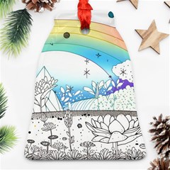 Rainbow Fun Cute Minimal Doodle Drawing Arts Bell Ornament (two Sides) by Ravend