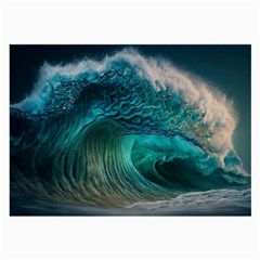 Tsunami Waves Ocean Sea Water Rough Seas 2 Large Glasses Cloth by Ravend