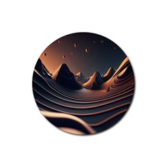 Ai Generated Swirl Space Design Fractal Light Art Rubber Coaster (round) by Ravend