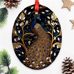 Peacock Plumage Bird Decorative Pattern Graceful Ornament (oval Filigree) by Ravend