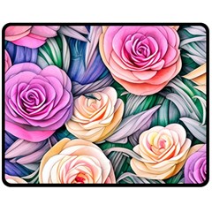 County Charm – Watercolor Flowers Botanical Fleece Blanket (medium) by GardenOfOphir