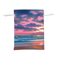 Sunset Over The Beach Lightweight Drawstring Pouch (l) by GardenOfOphir