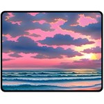 Sunset Over The Beach Fleece Blanket (Medium) 58.8 x47.4  Blanket Back
