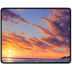 Summer Sunset Over Beach Fleece Blanket (medium) by GardenOfOphir