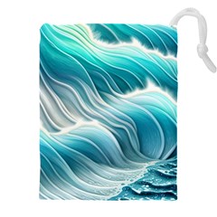 Pastel Blue Ocean Waves Iii Drawstring Pouch (4xl) by GardenOfOphir