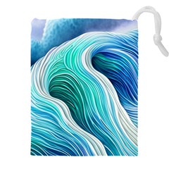The Power Of The Ocean Iii Drawstring Pouch (4xl) by GardenOfOphir