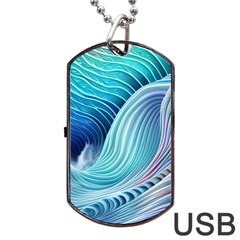 Ocean Waves Pastel Dog Tag Usb Flash (one Side) by GardenOfOphir