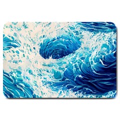 Abstract Blue Ocean Wave Ii Large Doormat by GardenOfOphir