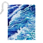 Abstract Blue Wave Drawstring Pouch (4XL) Back