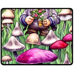 Sacred Mushroom Wizard Glamour Fleece Blanket (medium) by GardenOfOphir