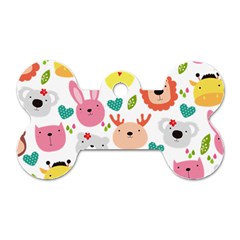 Cute Animals Cartoon Seamless Background Dog Tag Bone (two Sides) by Jancukart