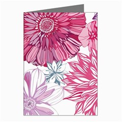 Red And Pink Flowers Vector Art Asters Patterns Backgrounds Greeting Cards (pkg Of 8) by Jancukart