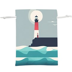 Lighthouse Ocean Nautical Sea Minimal Minimalist Lightweight Drawstring Pouch (xl) by Pakemis