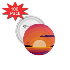Sunset Ocean Beach Water Tropical Island Vacation Landscape 1 75  Buttons (100 Pack)  by Pakemis