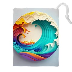 Tsunami Tidal Wave Wave Minimalist Ocean Sea 3 Drawstring Pouch (4xl) by Pakemis