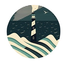 Lighthouse Abstract Ocean Sea Waves Water Blue Mini Round Pill Box (pack Of 3) by Pakemis