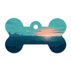 Ai Generated Ocean Sea Water Anime Nautical Dog Tag Bone (two Sides) by Pakemis