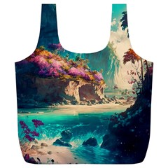 Tropical Island Fantasy Landscape Palm Trees Ocean Full Print Recycle Bag (xl) by Pakemis