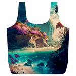 Tropical Island Fantasy Landscape Palm Trees Ocean Full Print Recycle Bag (XL) Front